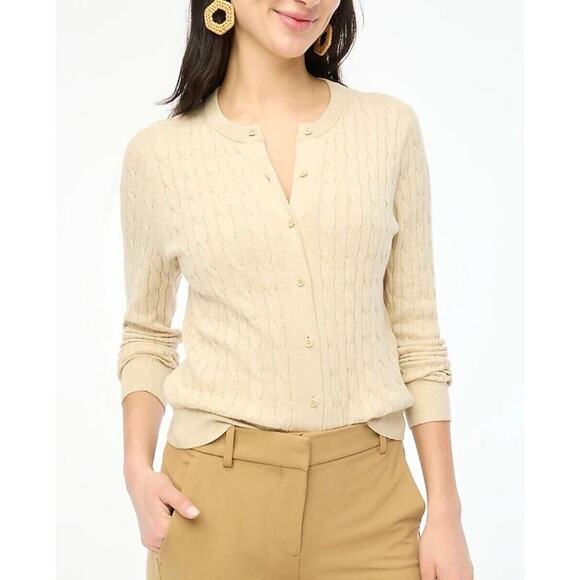 J.CREW Sweaters - J Crew Women's Cable Knit Cardigan Sweater Button Long Sleeve Office Khaki SZ SM